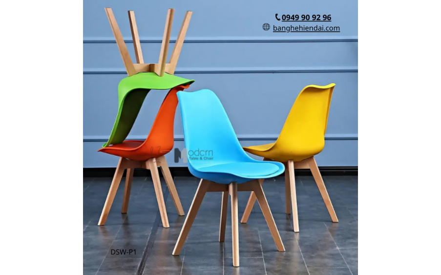 GHẾ ĂN LƯNG NHỰA NỆM PVC CHÂN GỖ DSW-P1 Ở HCM GIÁ RẺ, GHẾ ĐẸP BỀN CHO MỌI KHÔNG GIAN